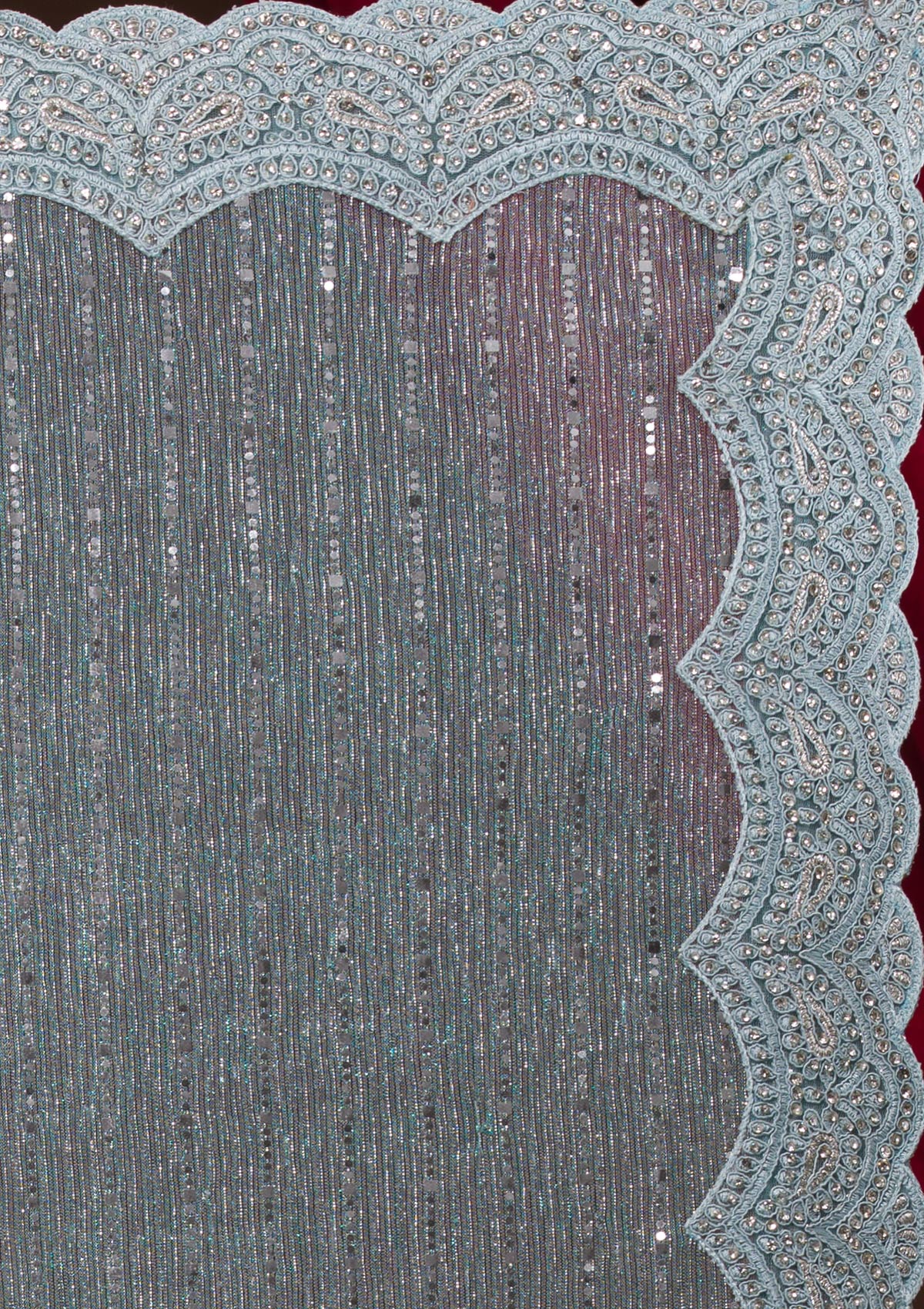 Light Grey Sequins Net Designer Saree-Koskii