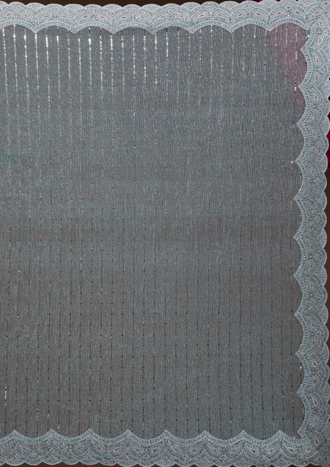 Light Grey Sequins Net Designer Saree-Koskii