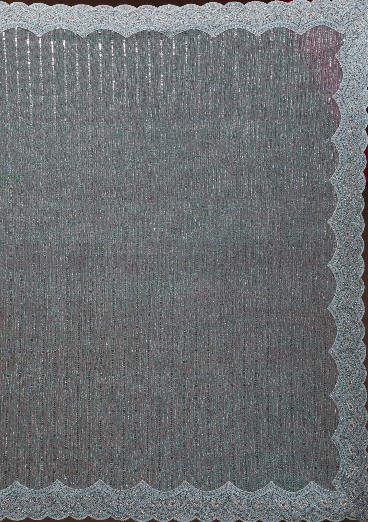 Light Grey Sequins Net Designer Saree-Koskii