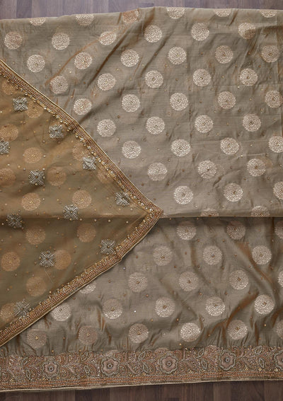 Light Grey Stonework Georgette Designer Unstitched Salwar Suit - Koskii