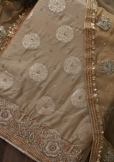 Light Grey Stonework Georgette Designer Unstitched Salwar Suit - Koskii