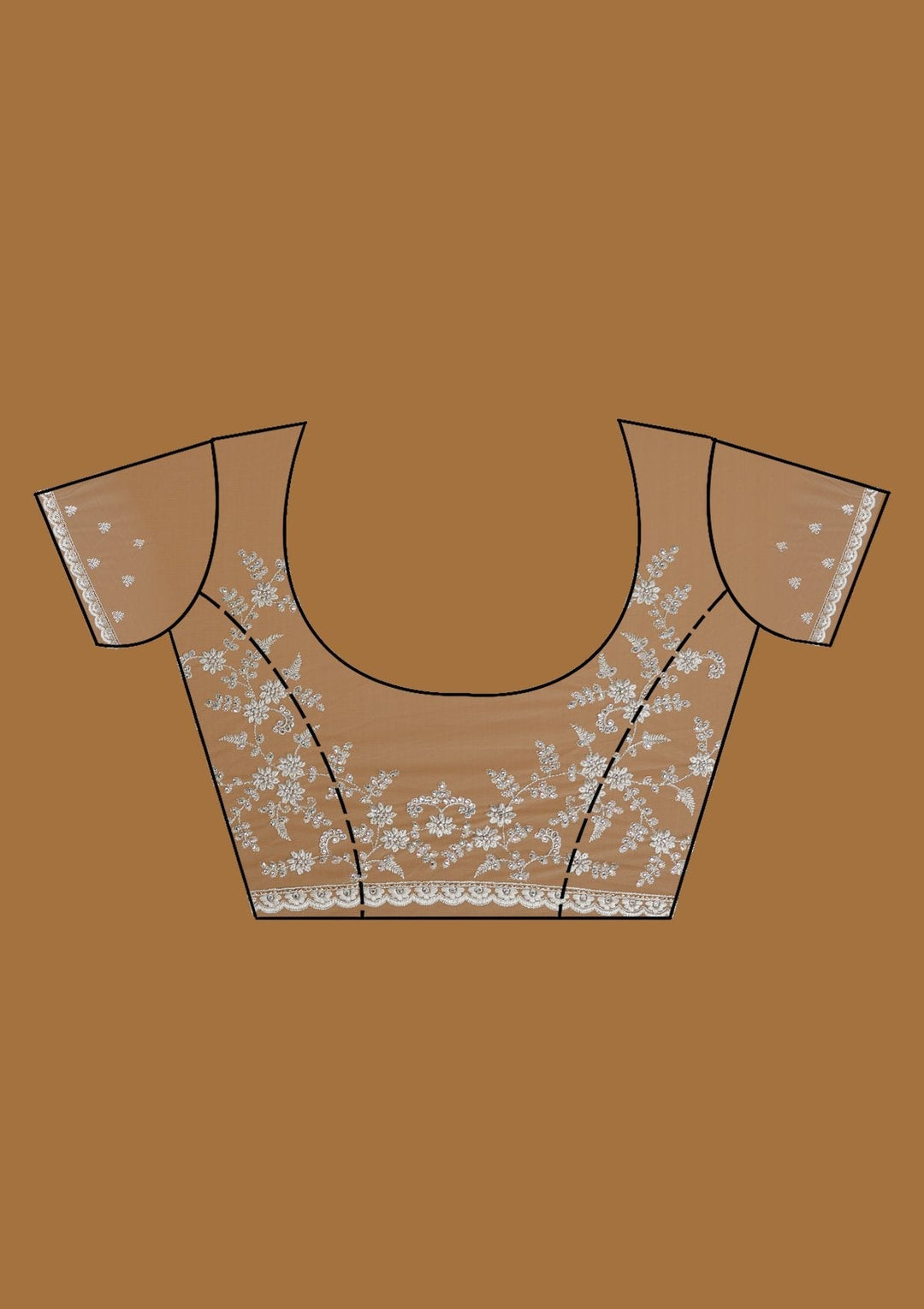 Light Grey Stonework Net Designer Saree - koskii