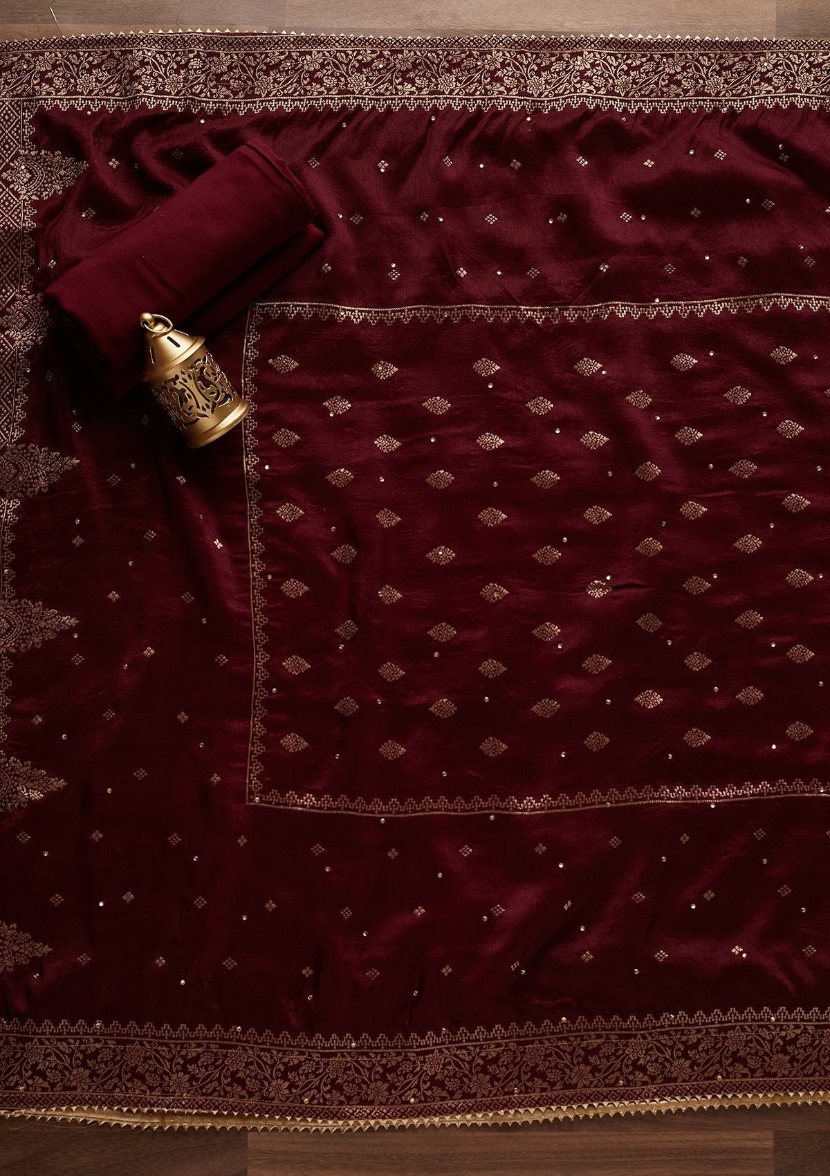 Light Grey Stonework Semi Crepe Designer Unstitched Salwar Suit - Koskii