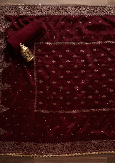 Light Grey Stonework Semi Crepe Designer Unstitched Salwar Suit - Koskii