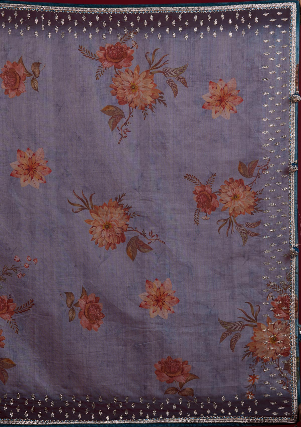 Light Grey Stonework Tissue Designer Saree - Koskii