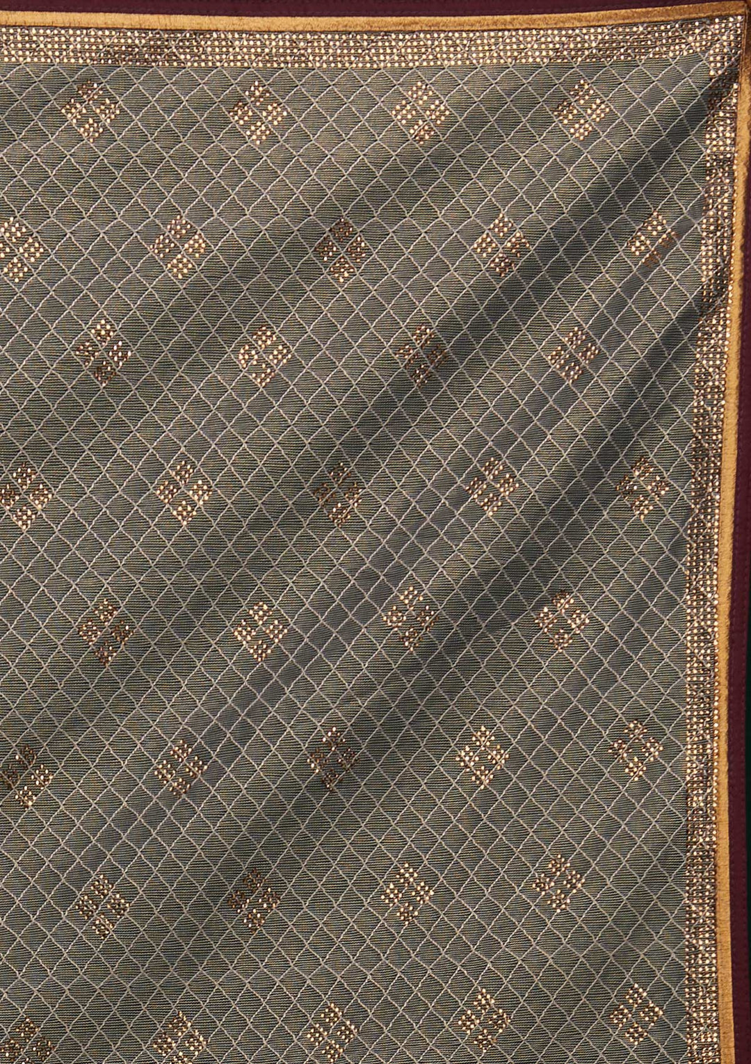 Light Grey Swarovski Net Saree - Koskii