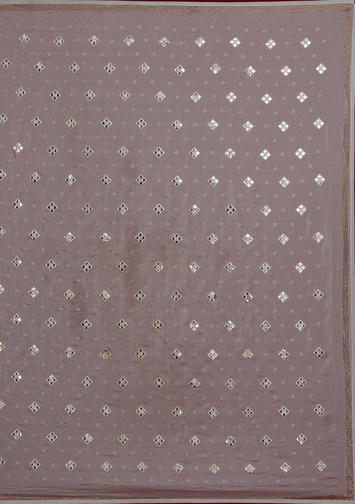 Light Grey Swarovski Semi Crepe Designer Saree - Koskii