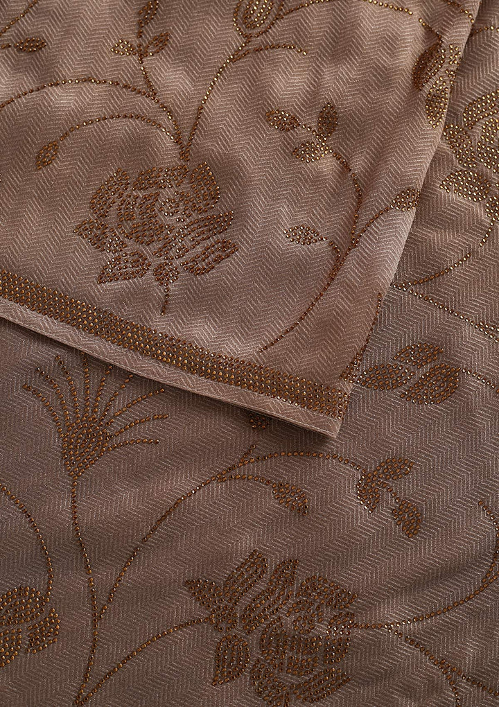 Light Grey Swarovski Shimmer Designer Saree - koskii