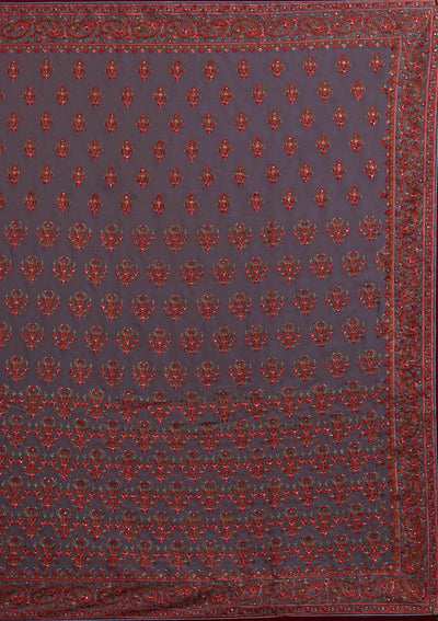 Light Grey Threadwork Georgette Designer Saree- koskii