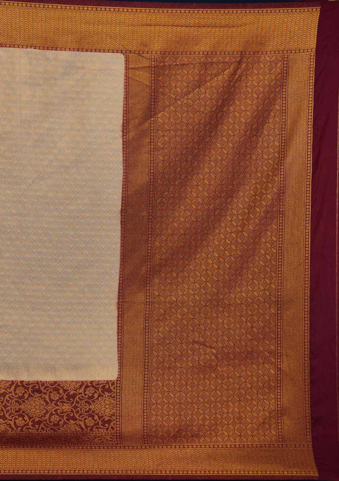 Light Grey Zariwork Art Silk Designer Saree - Koskii