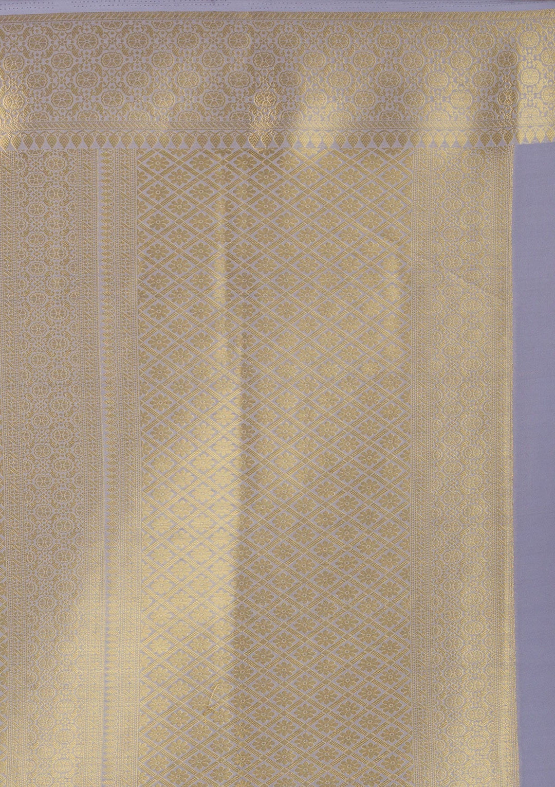 Light Grey Zariwork Art Silk Saree-Koskii