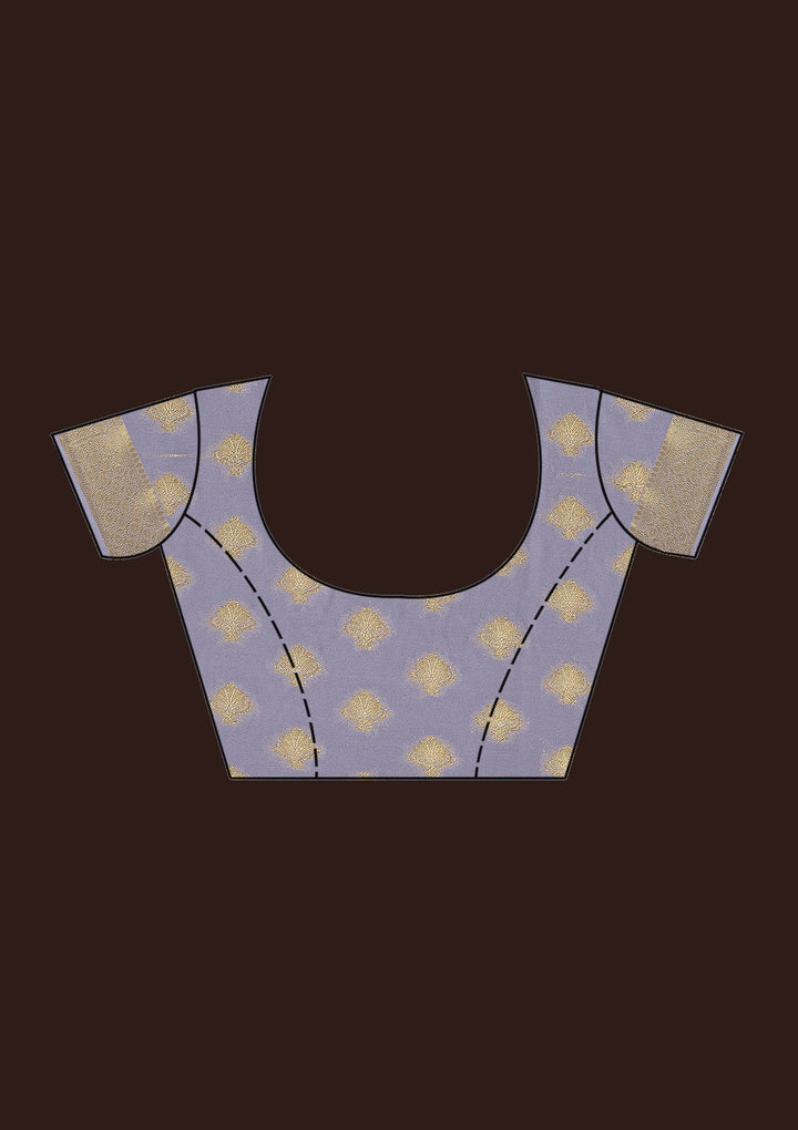 Light Grey Zariwork Art Silk Saree-Koskii