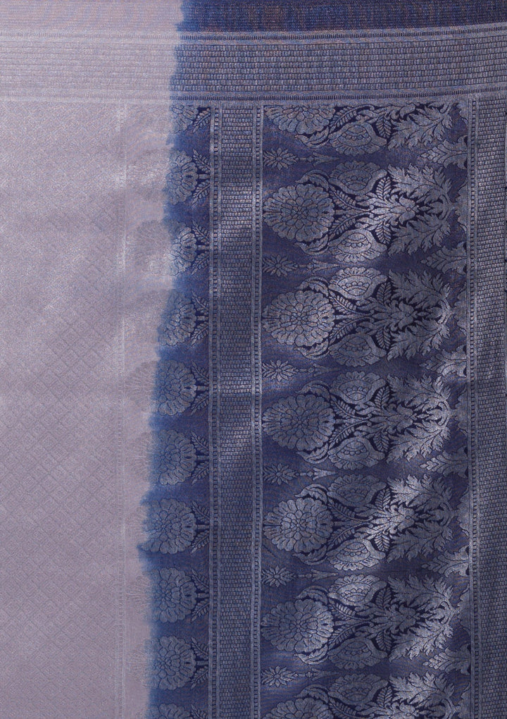 Light Grey Zariwork Banarasi Saree-Koskii