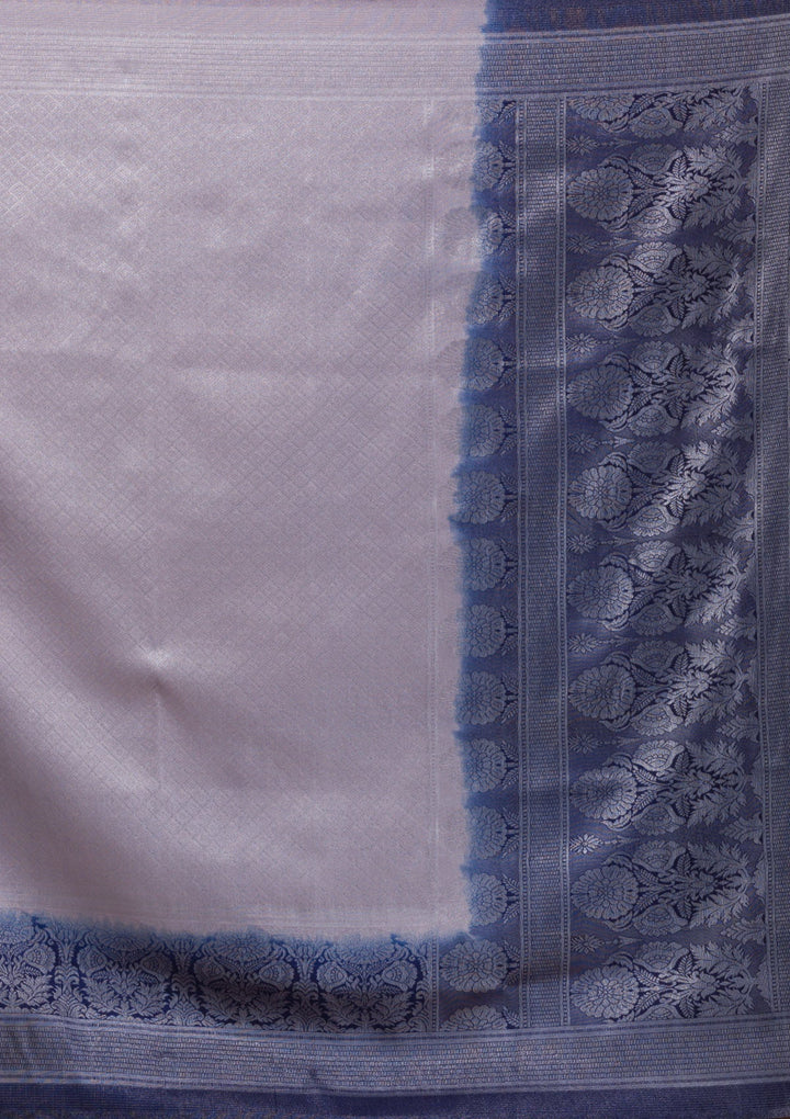 Light Grey Zariwork Banarasi Saree-Koskii