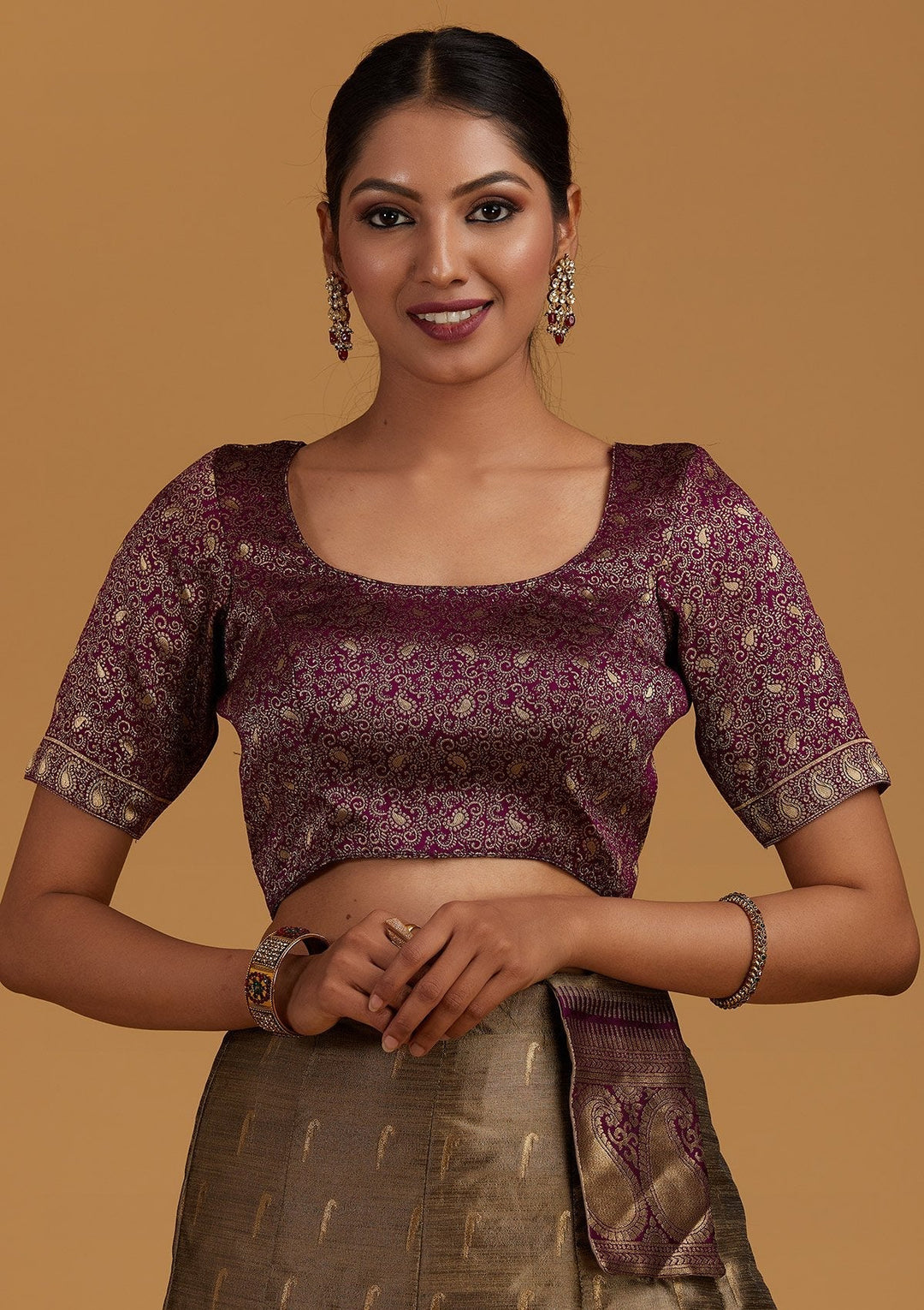 Light Grey Zariwork Brocade Designer Semi-Stitched Lehenga - Koskii