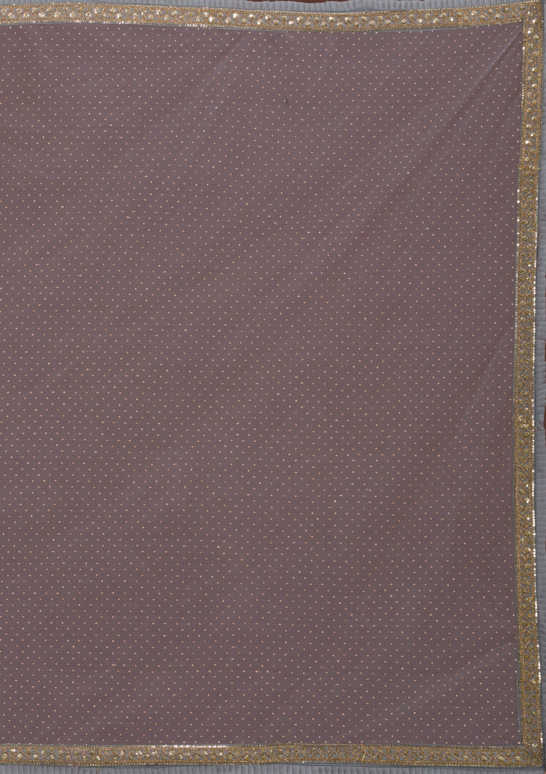 Light Grey Zariwork Net Saree-Koskii