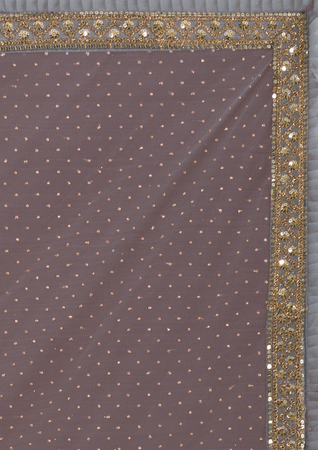 Light Grey Zariwork Net Saree-Koskii