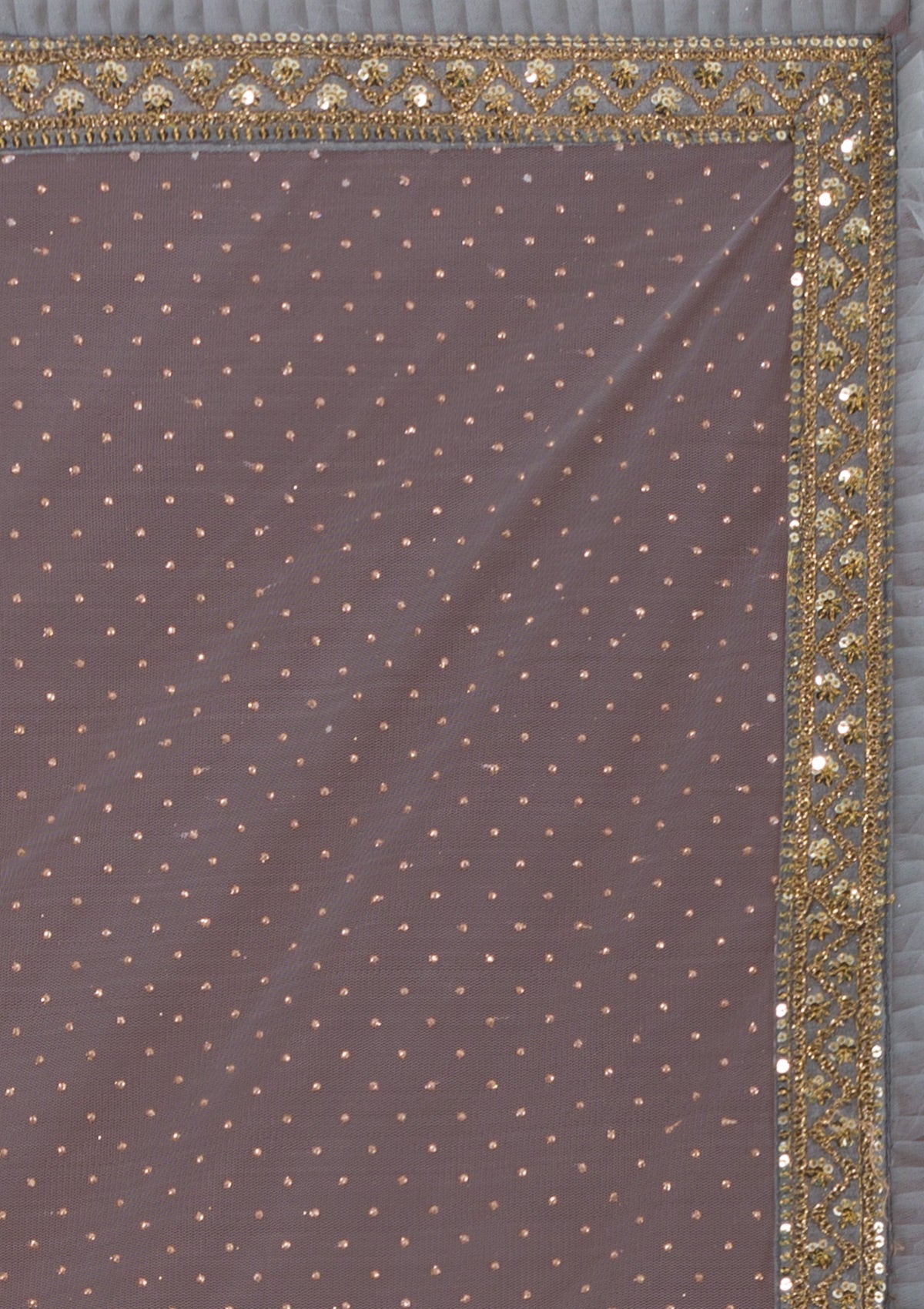 Light Grey Zariwork Net Saree-Koskii