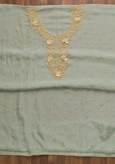 Light Grey Cutdana Organza Unstitched Salwar Kameez-Koskii