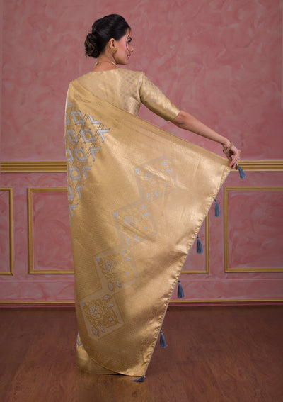 Light Grey Zariwork Brocade Saree-Koskii