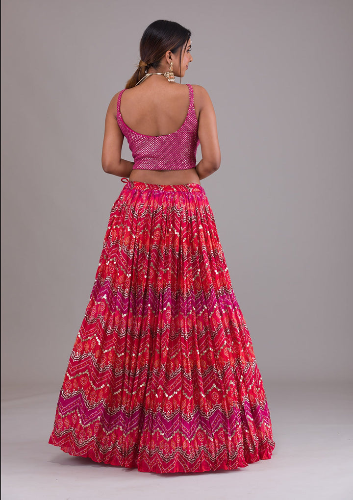 Magenta Pink Sequins Georgette Lehenga-Koskii
