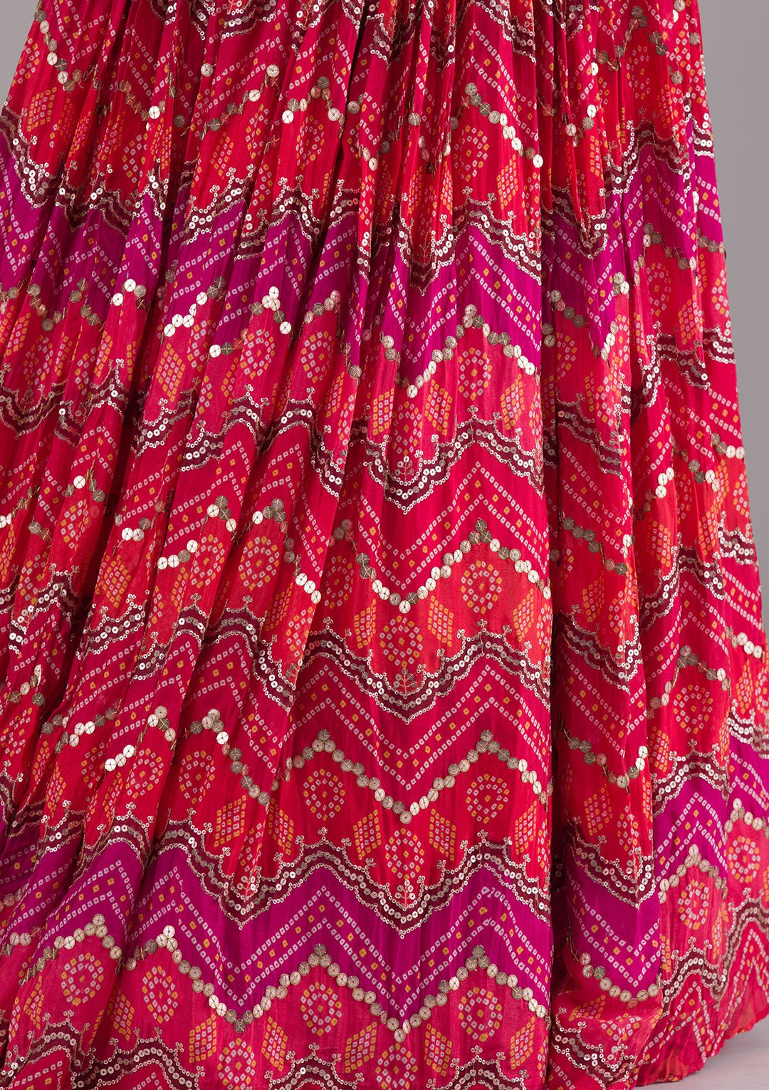 Magenta Pink Sequins Georgette Lehenga-Koskii