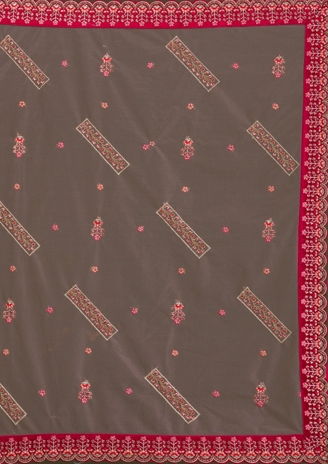 Magenta Pink Stonework Velvet Semi-Stitched Lehenga-Koskii