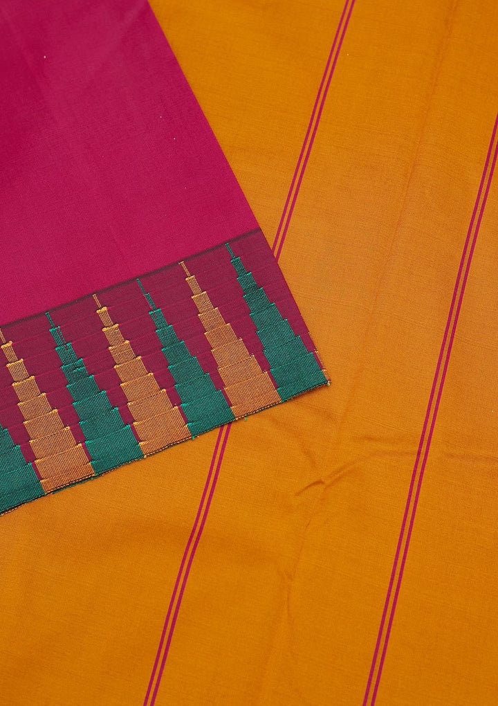 Magenta Pink Zariwork Art Silk Unstitched Saree - Koskii