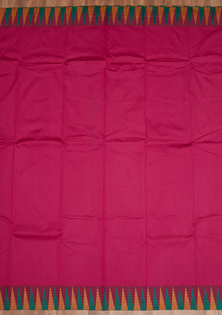 Magenta Pink Zariwork Art Silk Unstitched Saree - Koskii