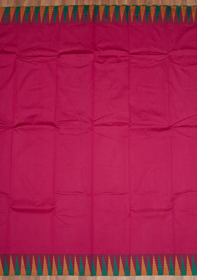 Magenta Pink Zariwork Art Silk Unstitched Saree - Koskii