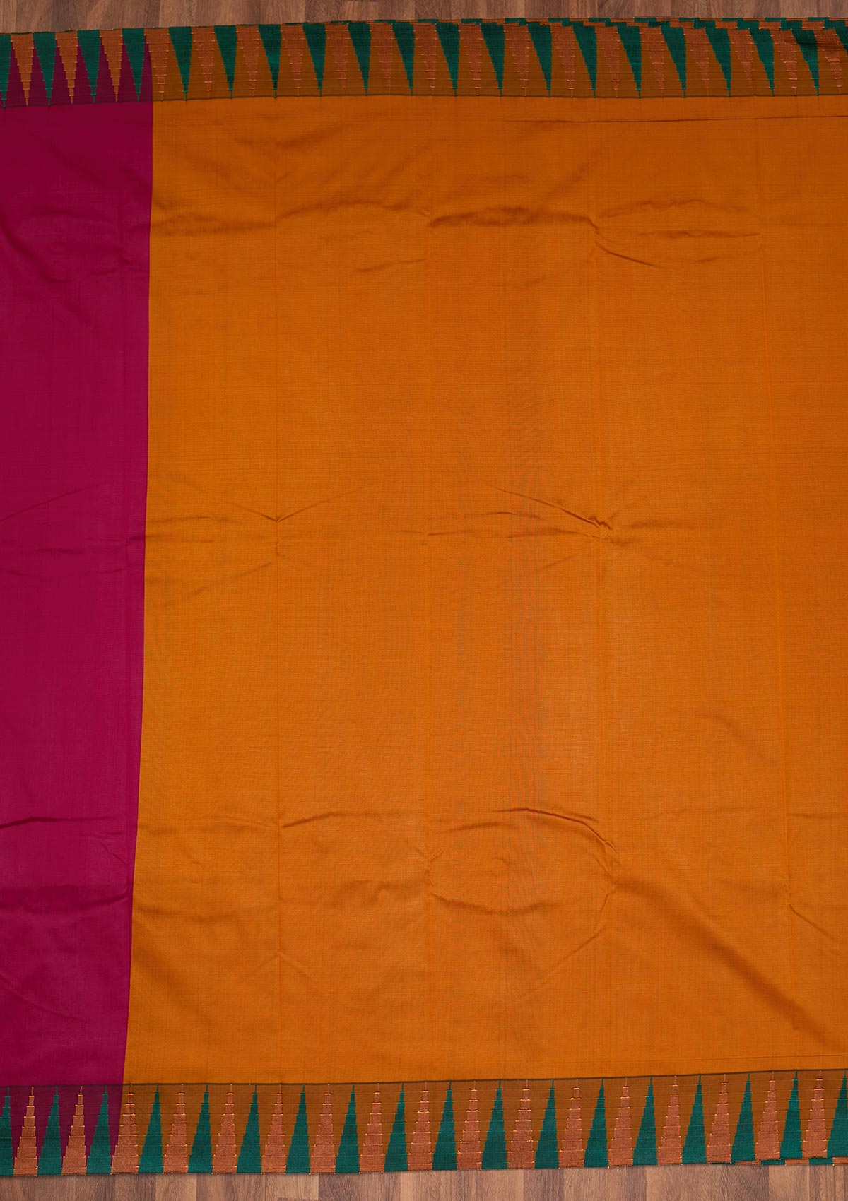 Magenta Pink Zariwork Art Silk Unstitched Saree - Koskii