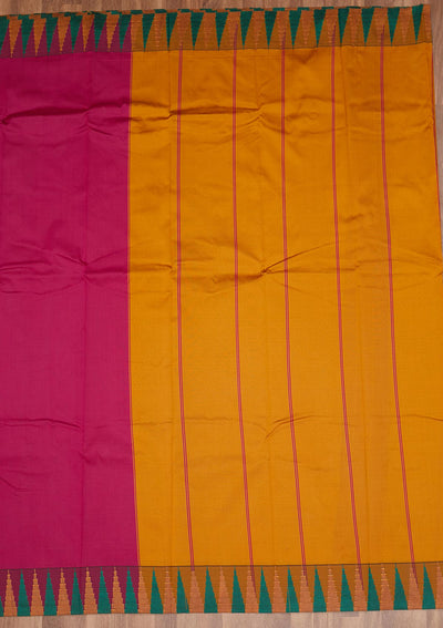 Magenta Pink Zariwork Art Silk Unstitched Saree - Koskii