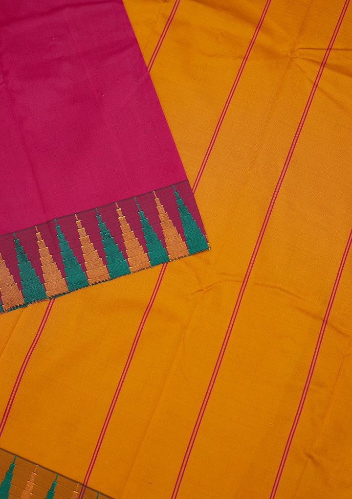 Magenta Pink Zariwork Art Silk Unstitched Saree - Koskii