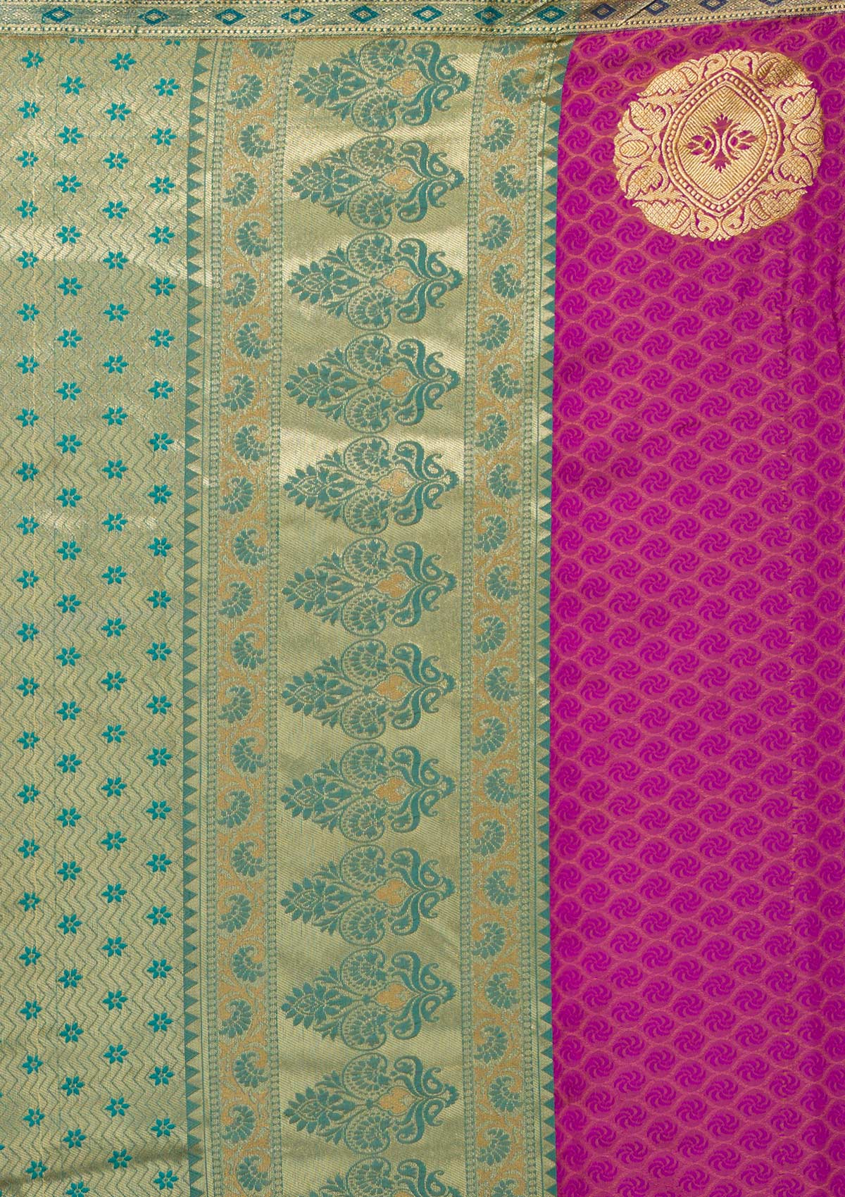Magenta Pink Zariwork Art Silk Saree-Koskii
