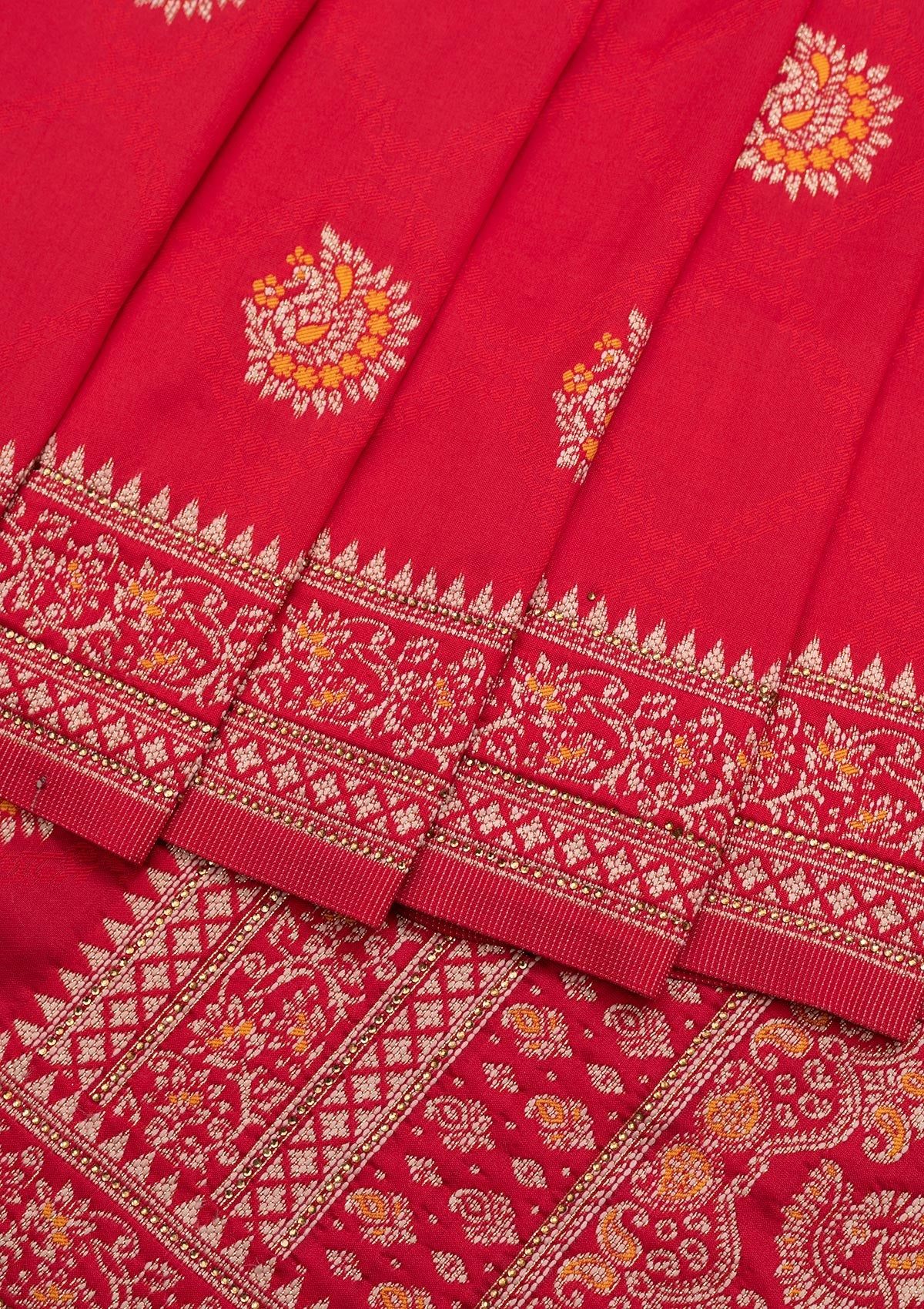 Magenta Pink Zariwork Art Silk Saree-Koskii