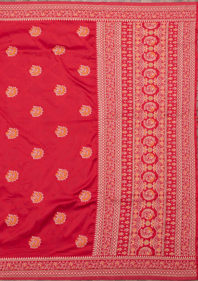 Magenta Pink Zariwork Art Silk Saree-Koskii