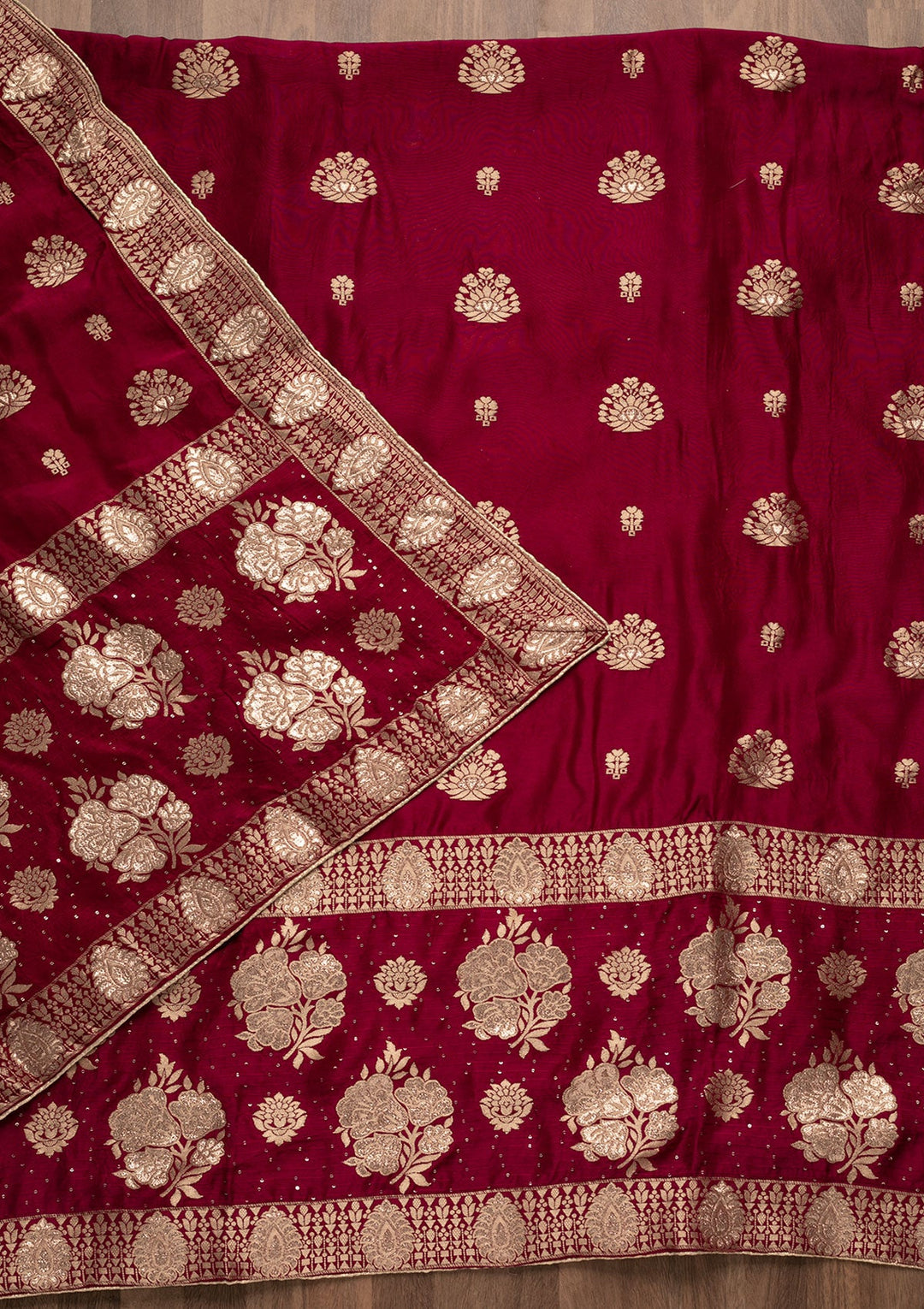 Magenta Pink Zariwork Georgette Unstitched Salwar Suit-Koskii