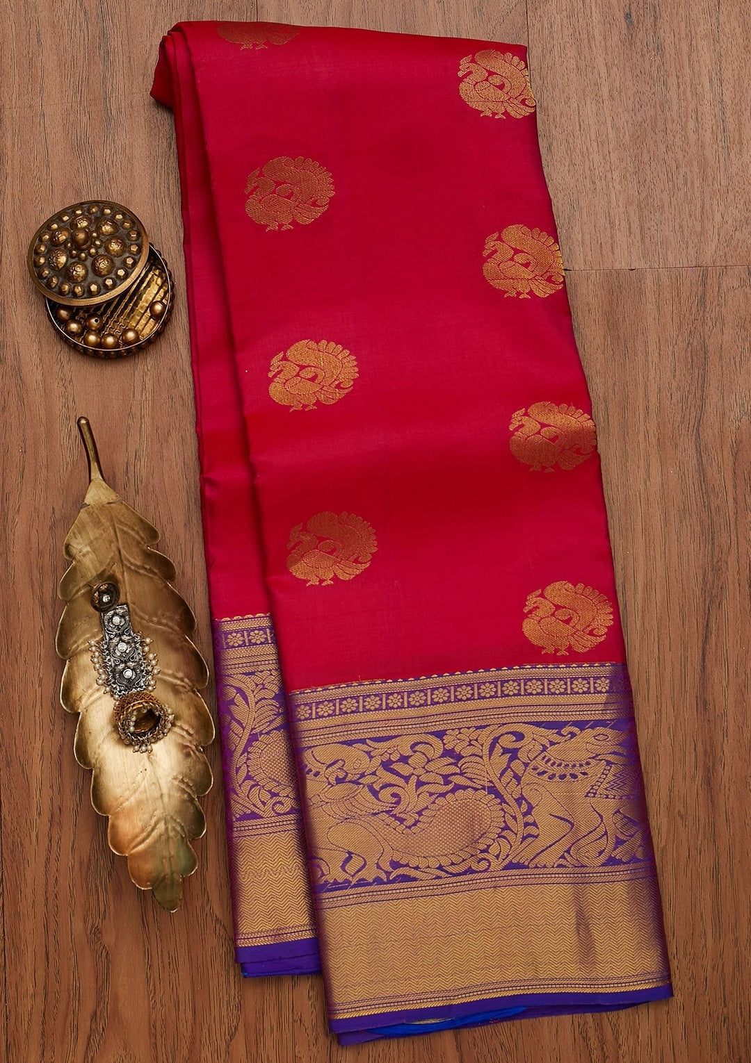 Magenta Pink Zariwork Pure Silk Designer Saree - koskii