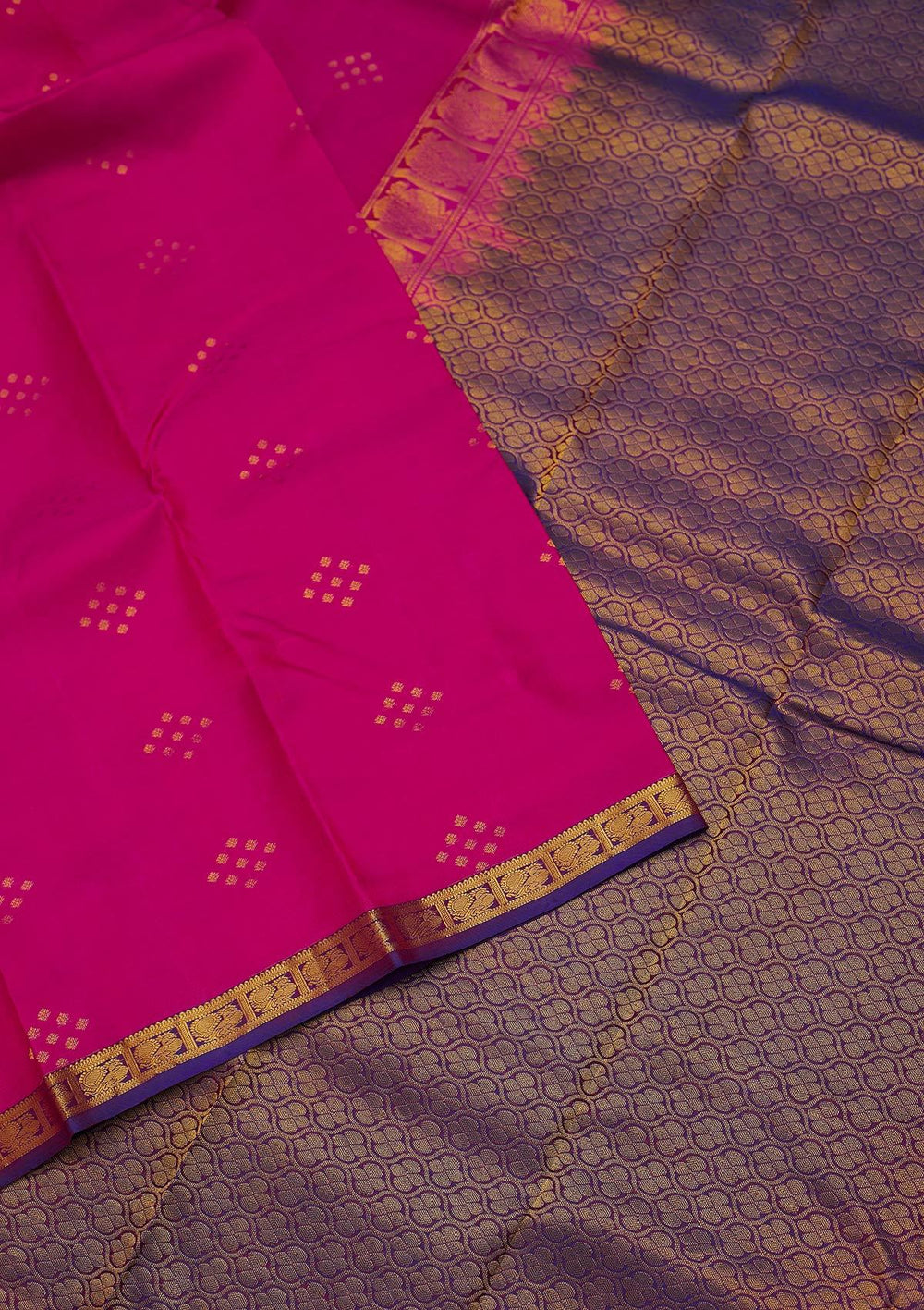 Magenta Pink Zariwork Pure Silk Designer Saree - koskii