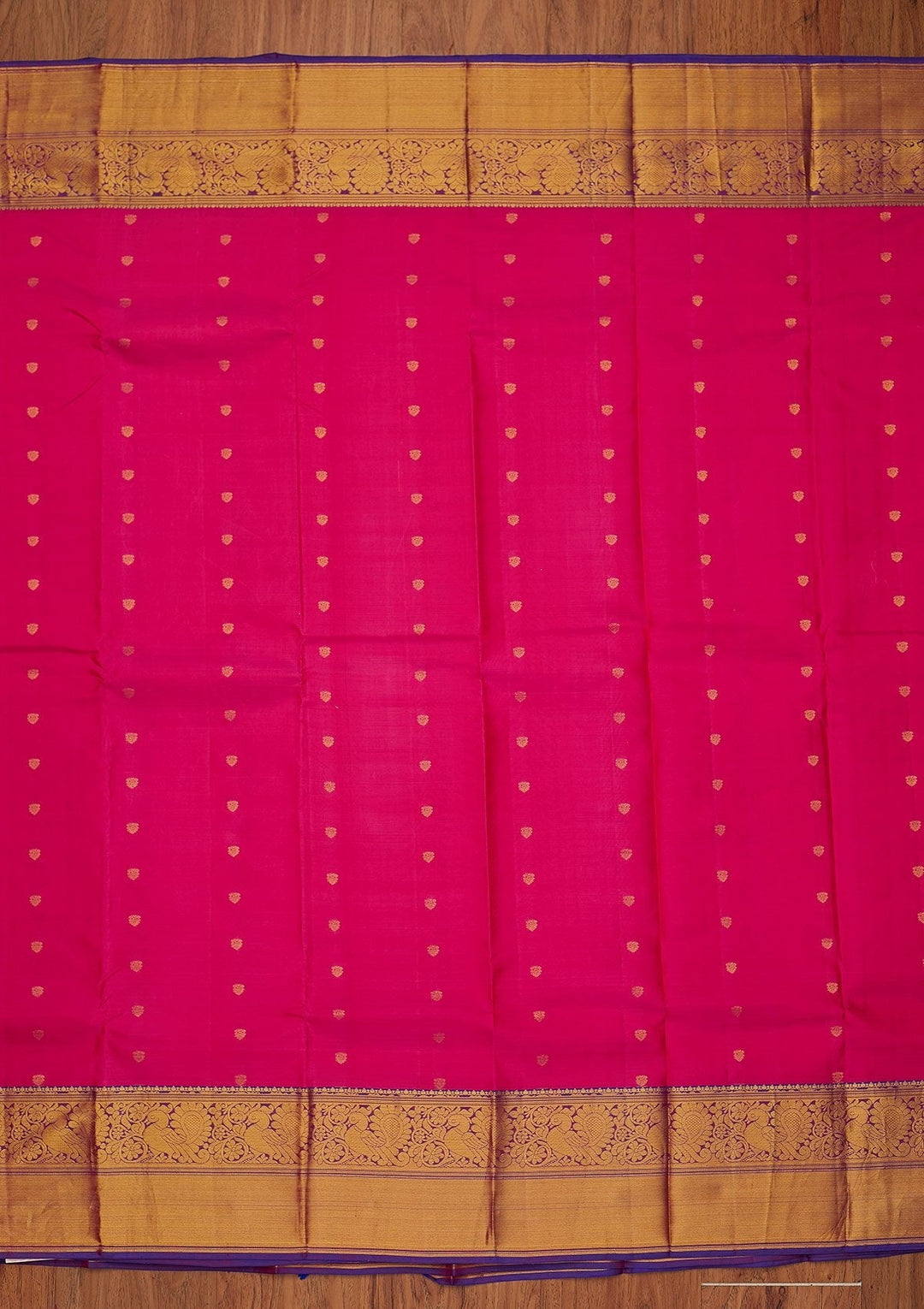 Magenta Pink Zariwork Pure Silk Designer Saree - koskii