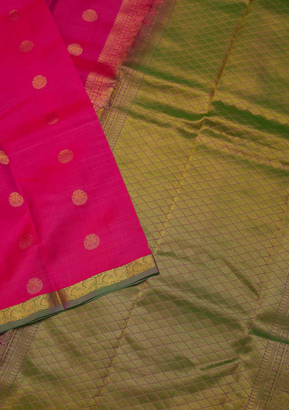 Magenta Pink Zariwork Pure Silk Designer Saree - koskii