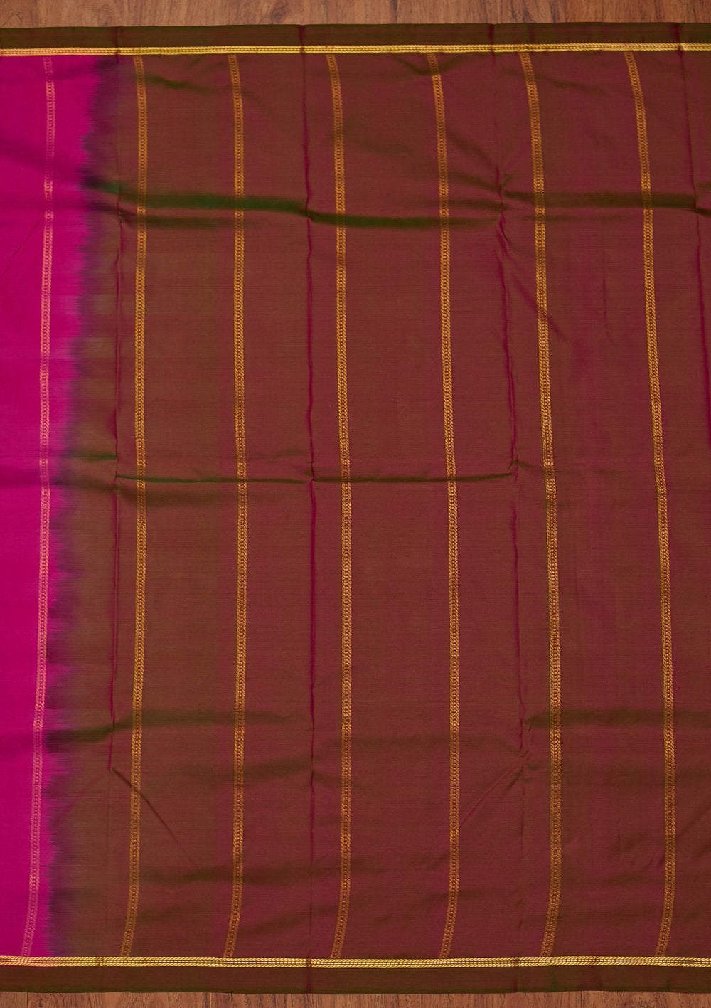 Magenta Pink Zariwork Pure Silk Designer Saree - koskii
