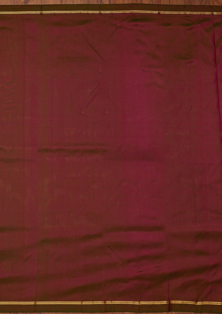 Magenta Pink Zariwork Pure Silk Designer Saree - koskii