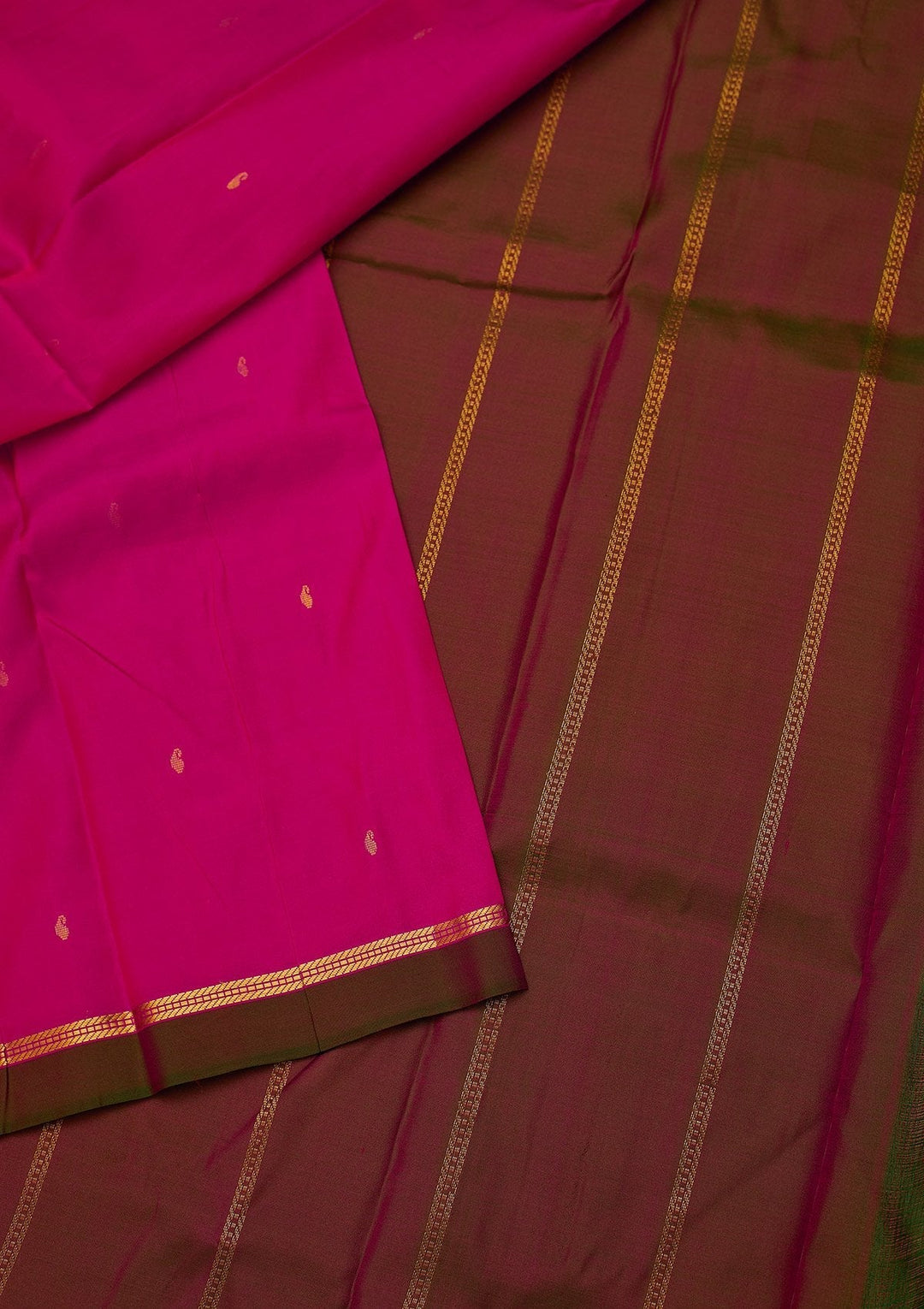 Magenta Pink Zariwork Pure Silk Designer Saree - koskii