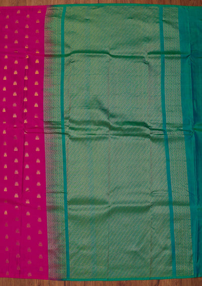 Magenta Pink Zariwork Pure Silk Designer Saree - koskii