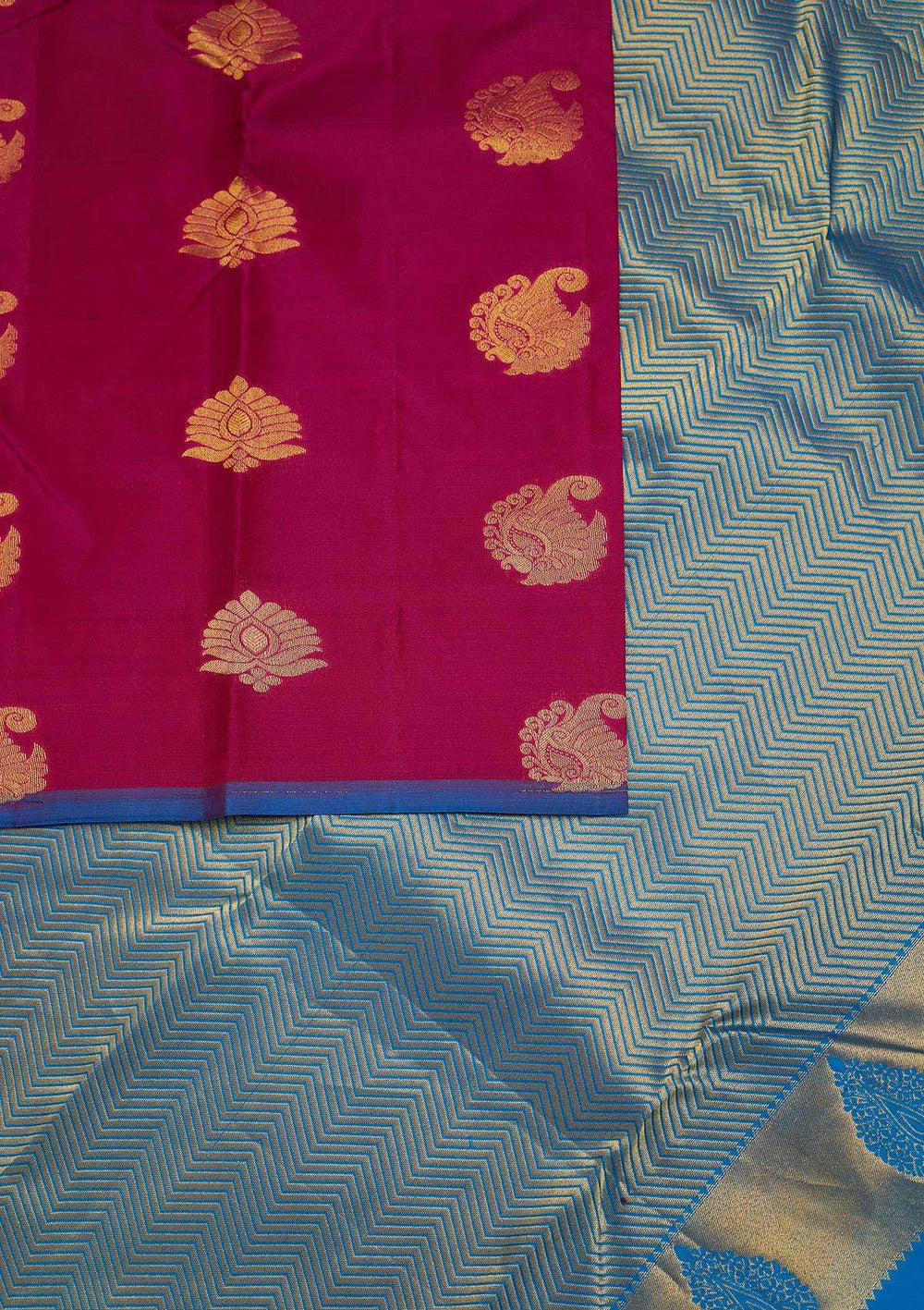 Magenta Pink Zariwork Pure Silk Designer Saree - Koskii