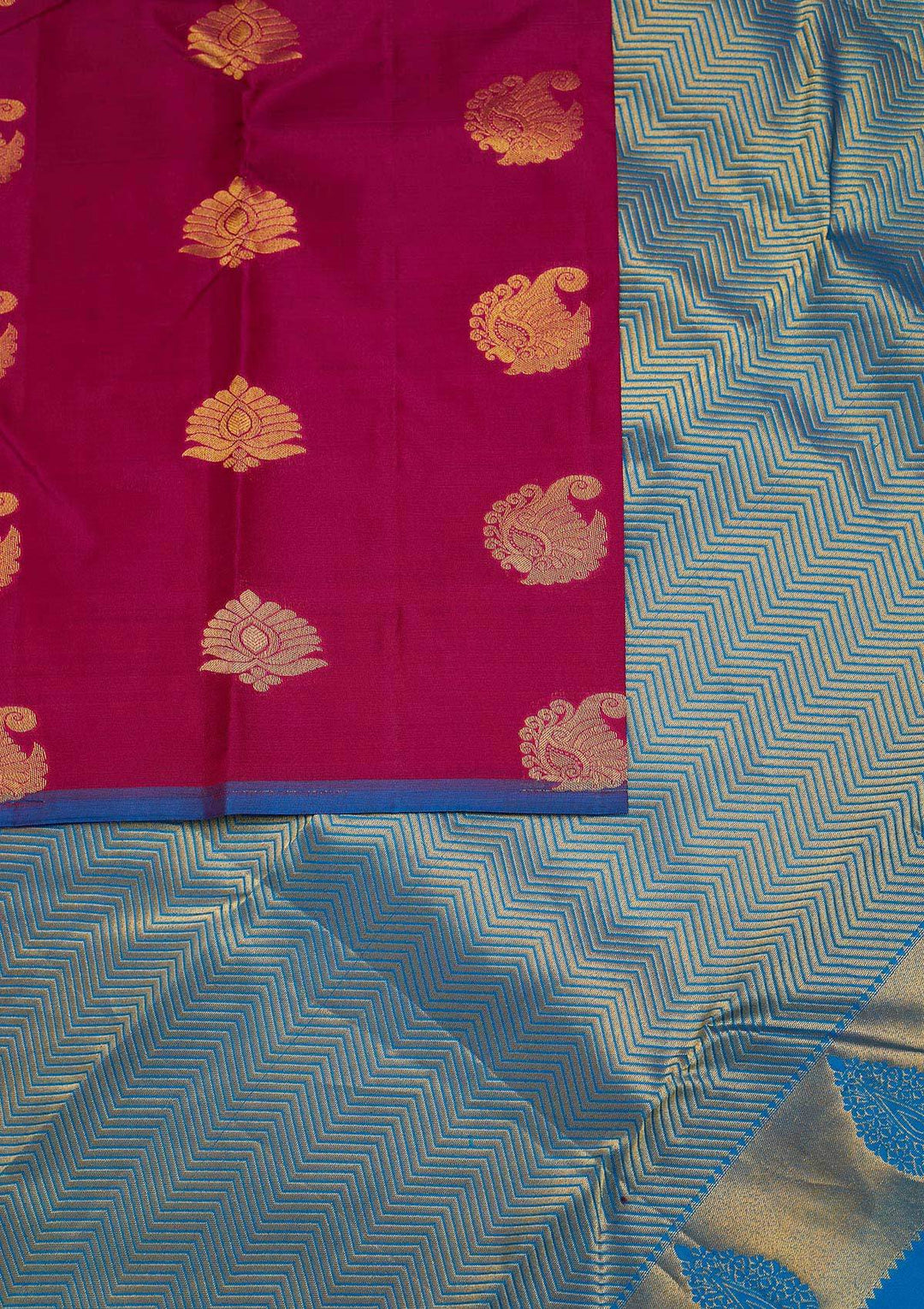 Magenta Pink Zariwork Pure Silk Designer Saree - Koskii