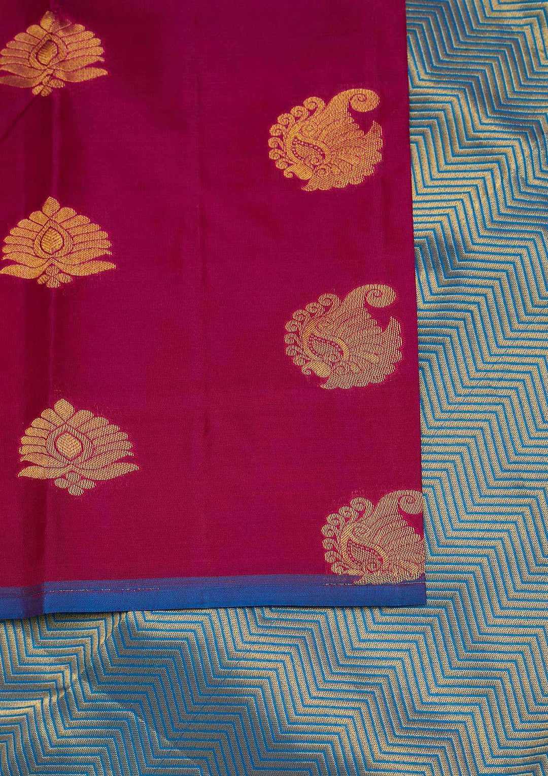 Magenta Pink Zariwork Pure Silk Designer Saree - Koskii