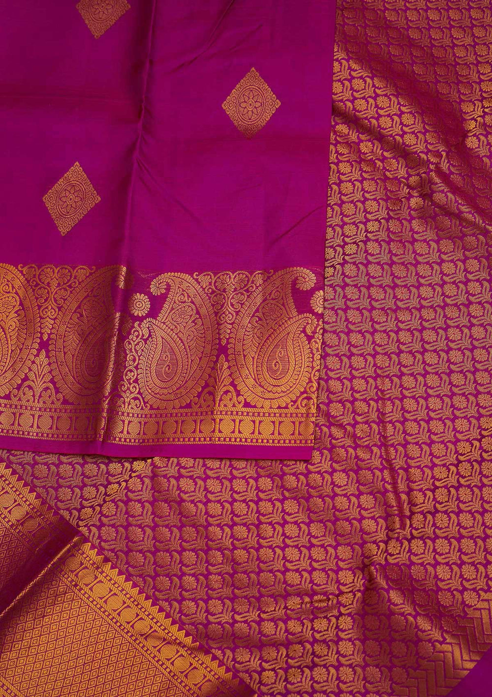 Magenta Pink Zariwork Pure Silk Designer Saree - Koskii