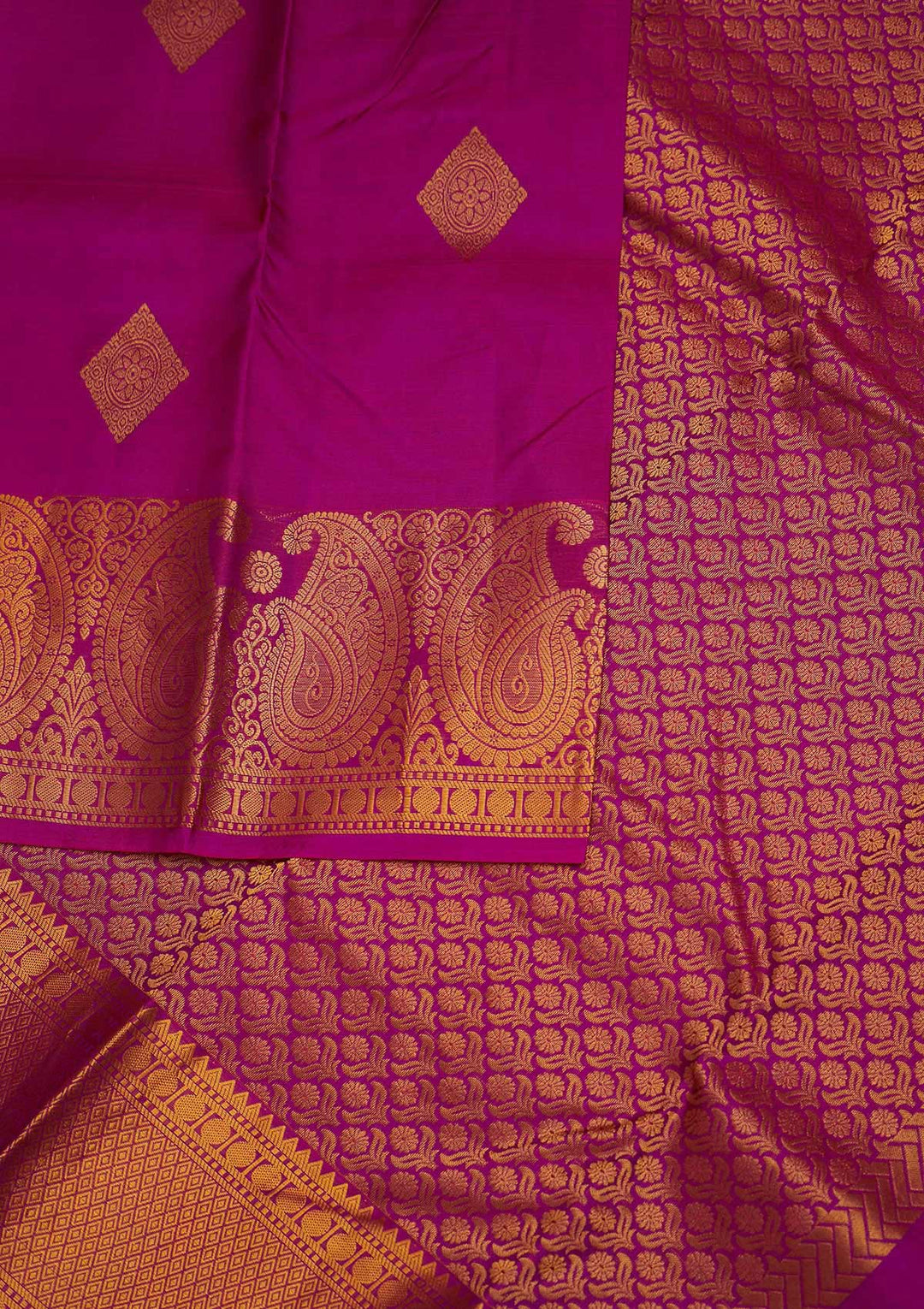 Magenta Pink Zariwork Pure Silk Designer Saree - Koskii